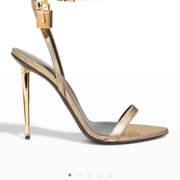 Tom Ford gold denim metallic sandal so 7.5. Brand new, never worn. - Picture 6 of 8